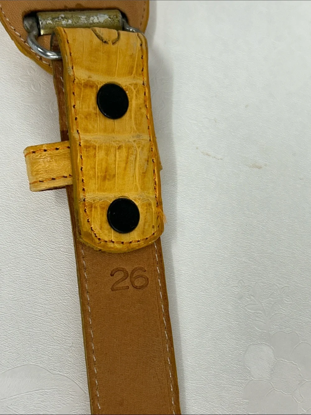 Kids Croc-Embossed Yellow Leather Belt Strap